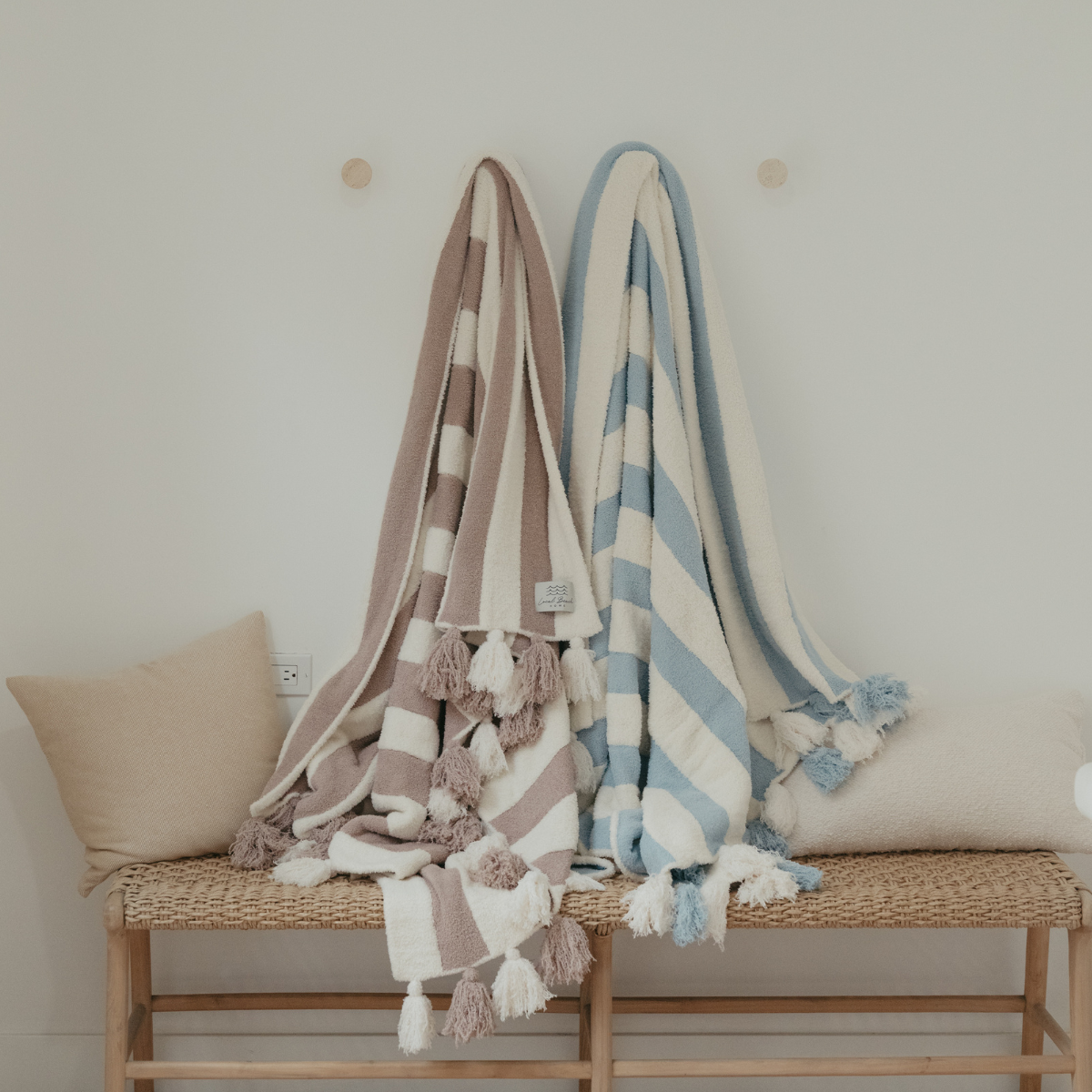 Striped Luxe Home Blanket with Tassels