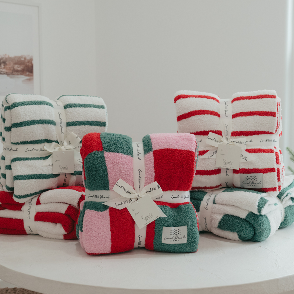 Mixed Check Holiday Cozy Luxe Home Blanket