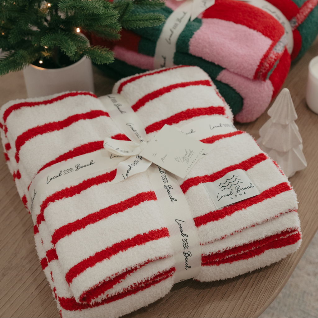 Red/Cream Stripe Cozy Luxe Home Blanket