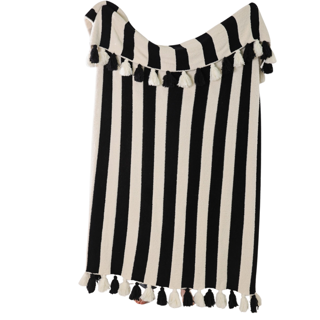 Striped Luxe Home Blanket with Tassels