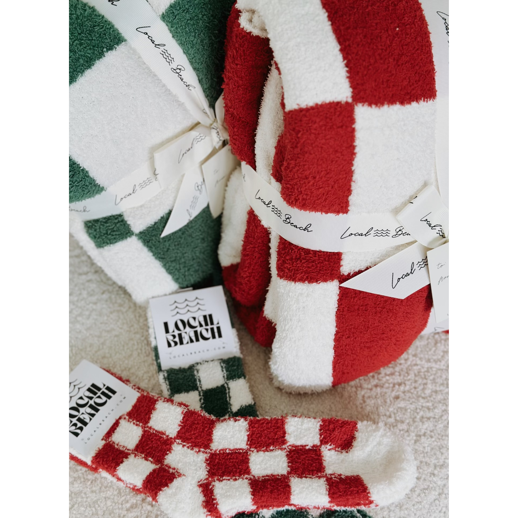 Green/Cream Checker Cozy Luxe Home Blanket