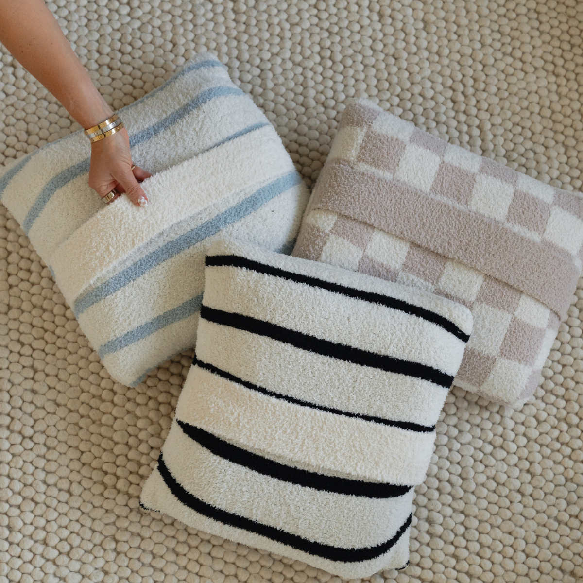Local Beach Stripe Cozy Travel Blanket Blue