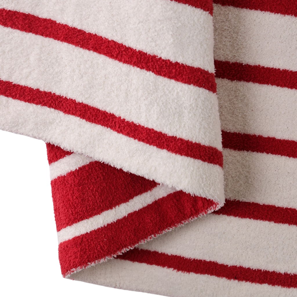 Red/Cream Stripe Cozy Luxe Home Blanket