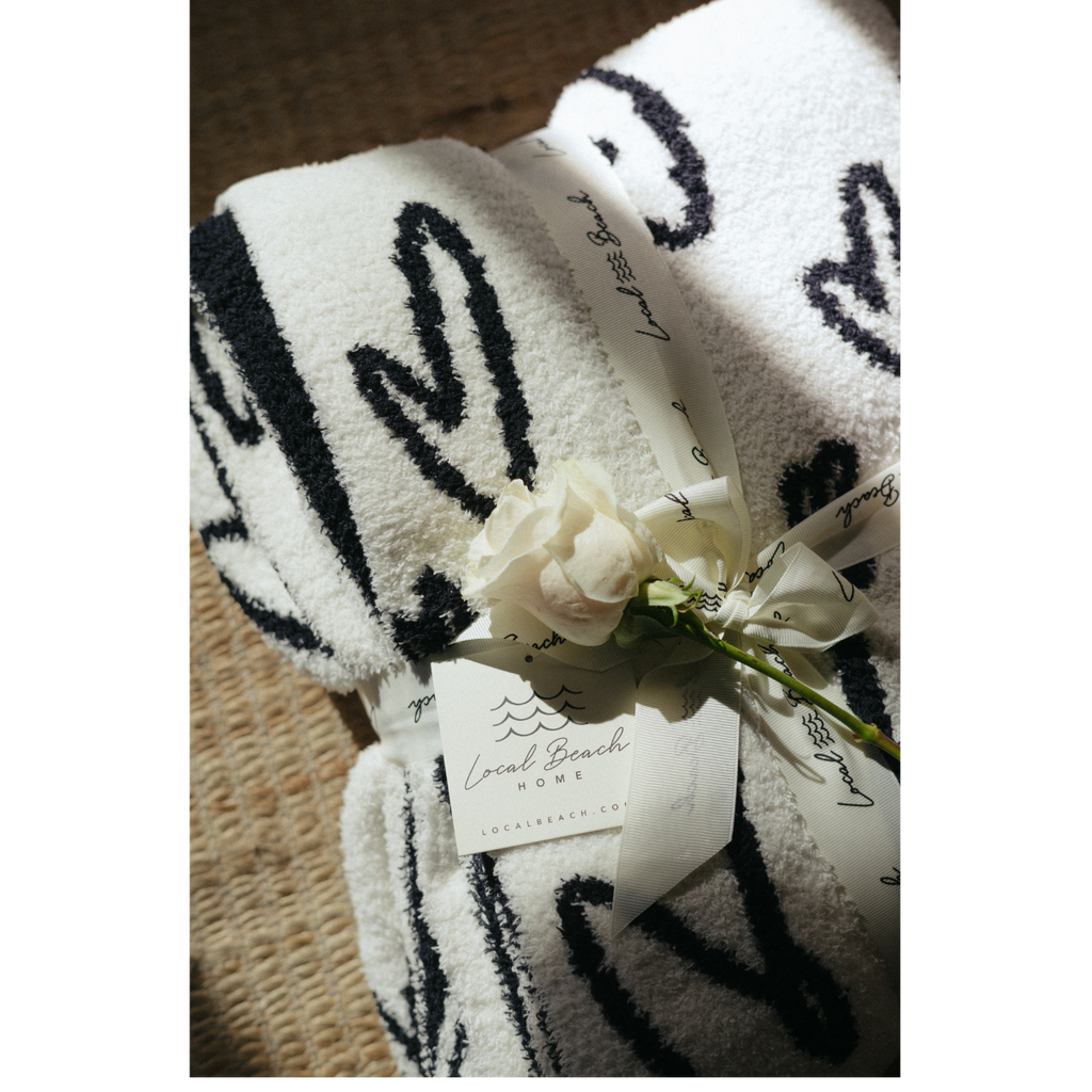 Local Beach Love Collection Heart Luxe Home Blanket