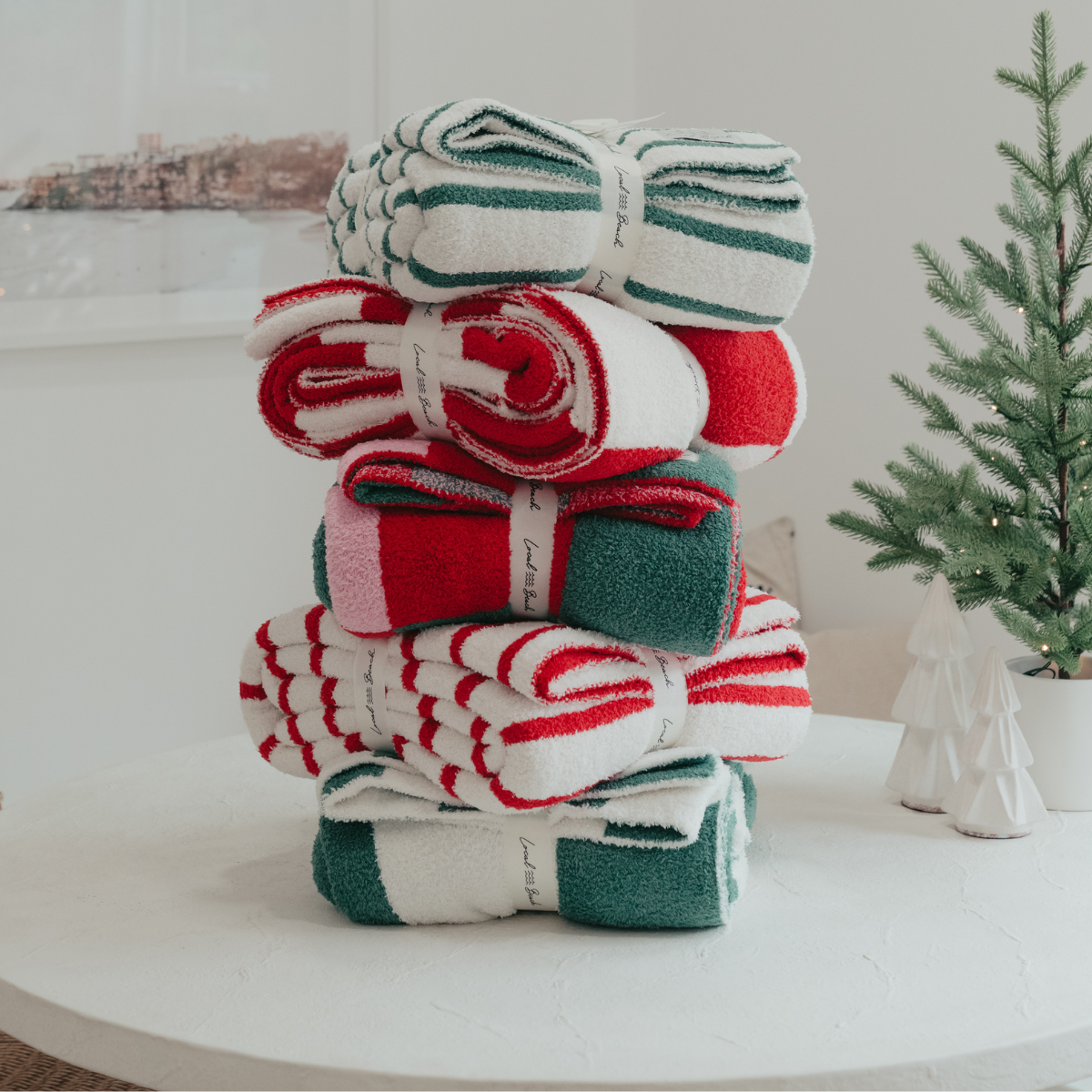 Mixed Check Holiday Cozy Luxe Home Blanket