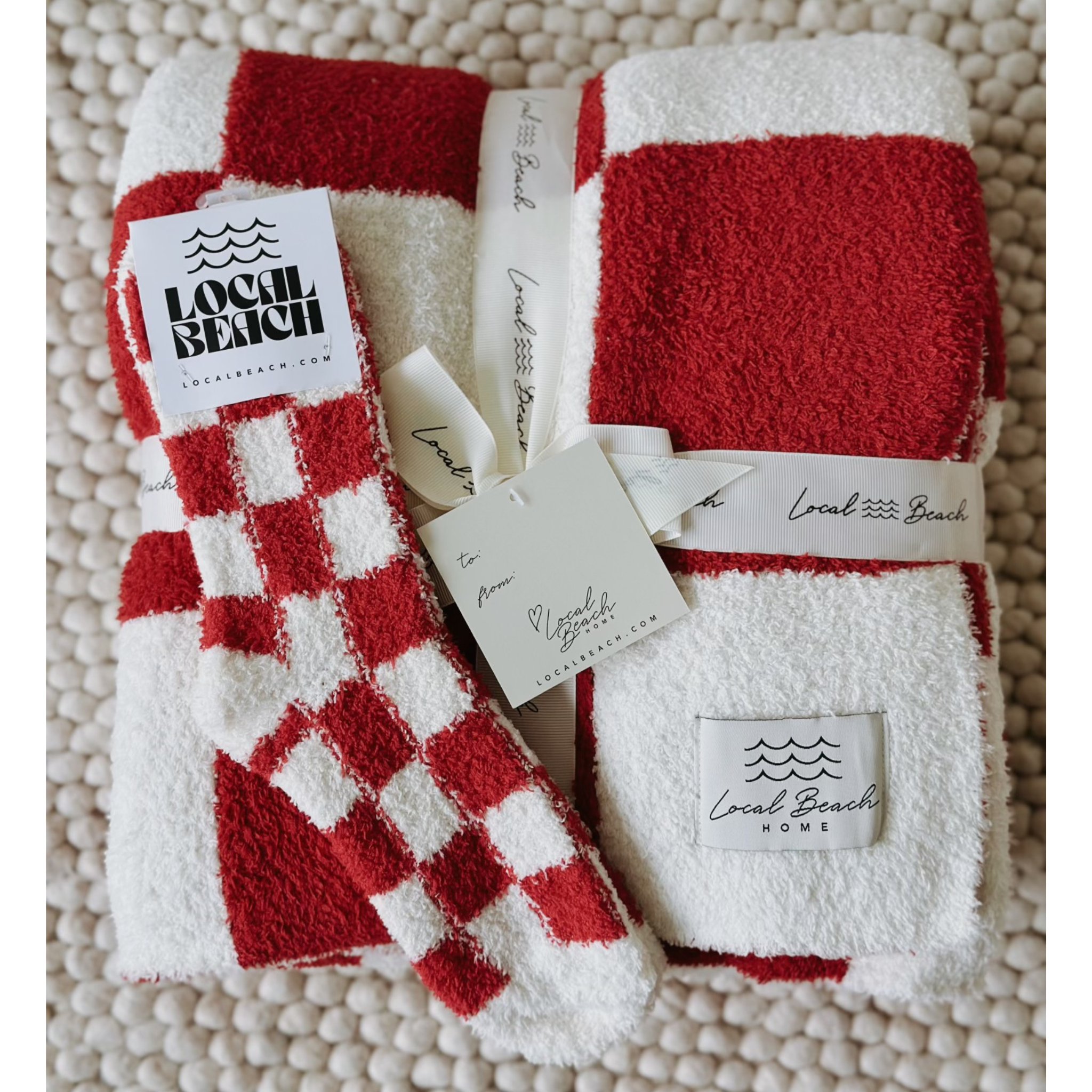 Red/Creme Checker Cozy Luxe Home Blanket