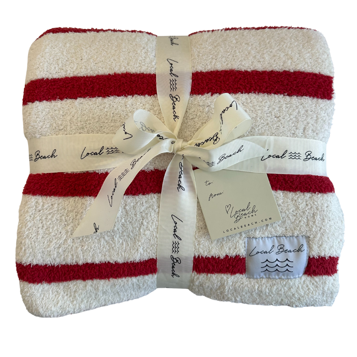 Red/Cream Stripe Cozy Luxe Home Blanket