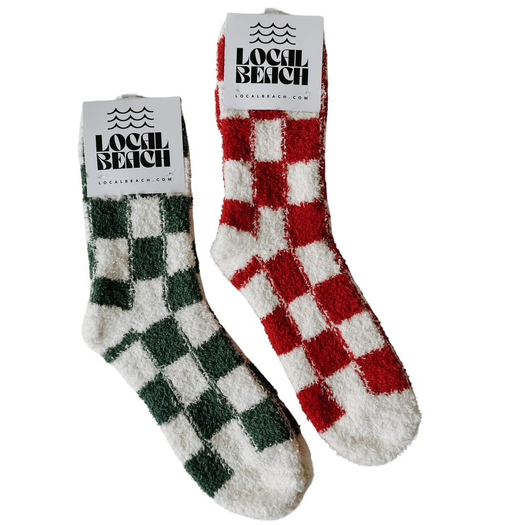 Green/Cream Checker Cozy Luxe Home Blanket