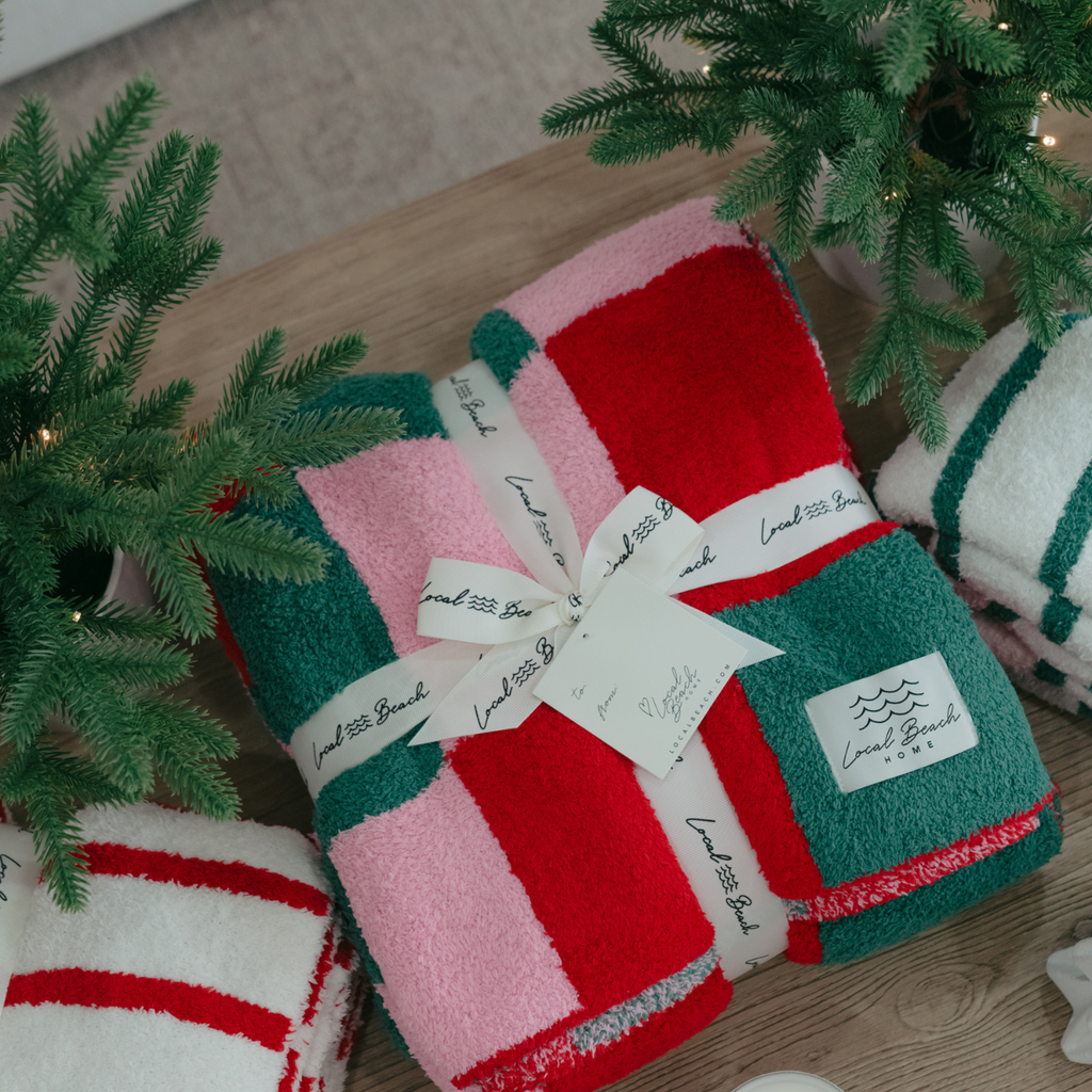 Mixed Check Holiday Cozy Luxe Home Blanket