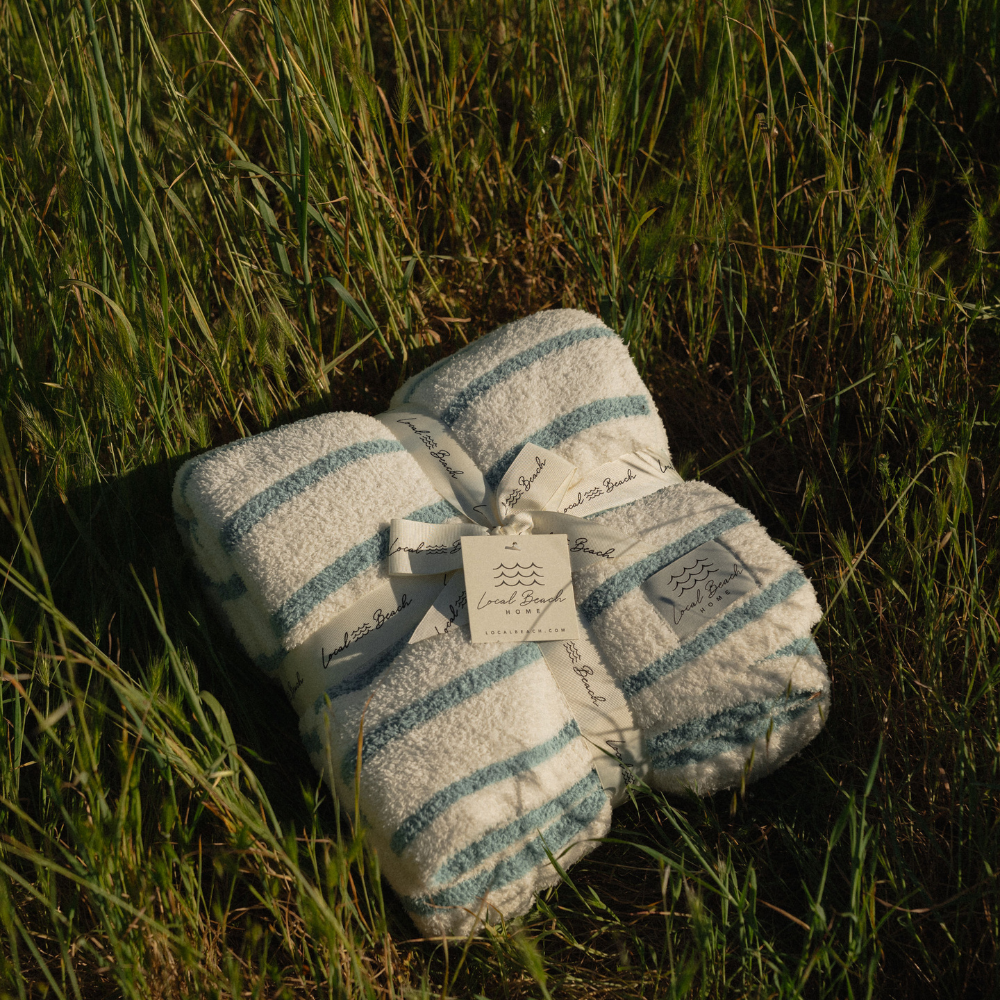 Striped Luxe Home Blanket Lagoon Blue