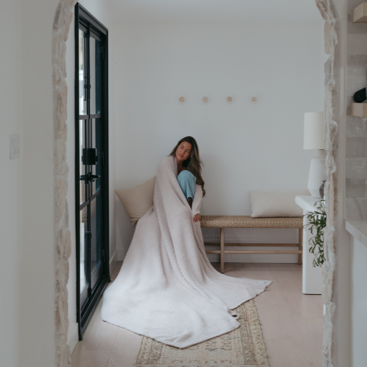 King Size Solid Ribbed Luxe Cozy Family Blanket